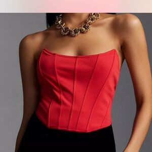 Anthropologie Bold Red corset Top
